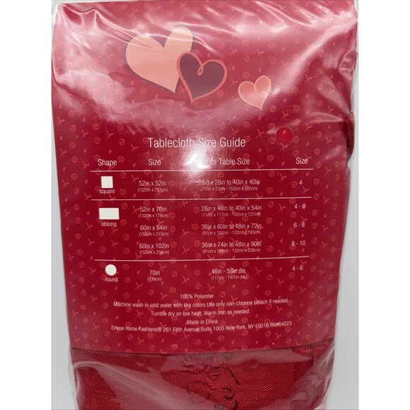 Red Cutwork Tablecloth 52" X 70" Oblong Red Valentine Sweetheart Table Anniversa - Picture 6 of 6
